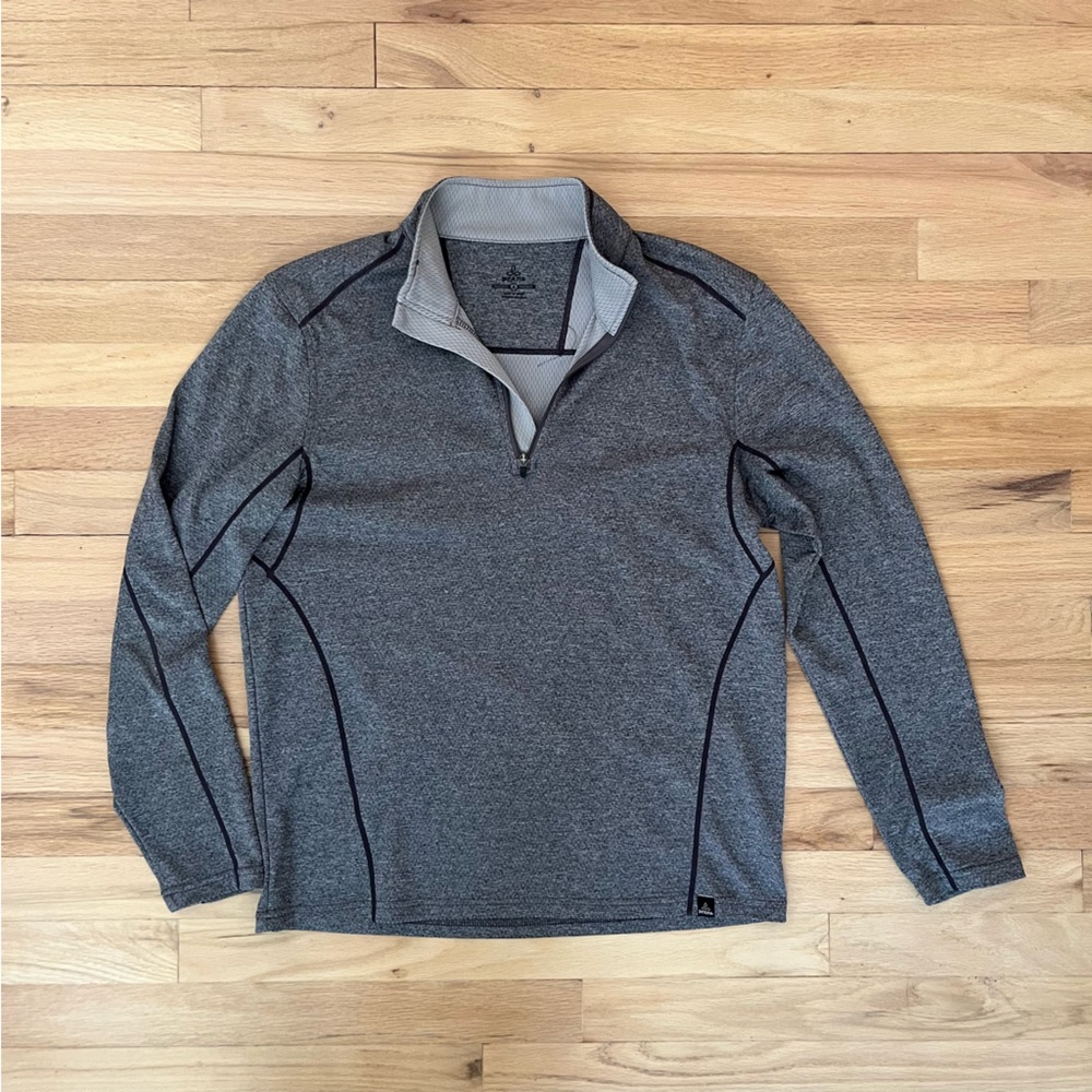 Prana Gray Zip Up Shirt Classic Knit Design